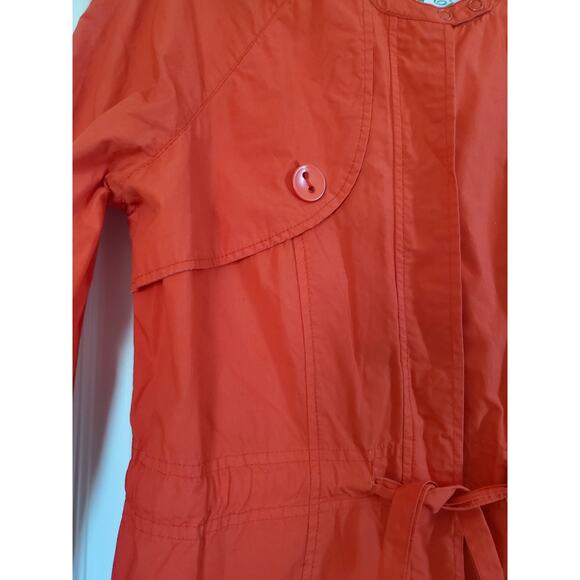 BB Dakota Lightweight Orange-Red Cotton Belted Pockets Jacket Dress, Size Large - Picture 5 of 15